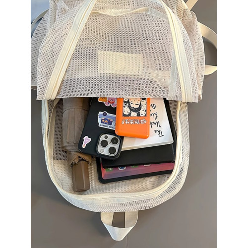 2025新款夏季男女休閒輕便戶外透氣鏤空網眼雙肩後後背包大容量書包