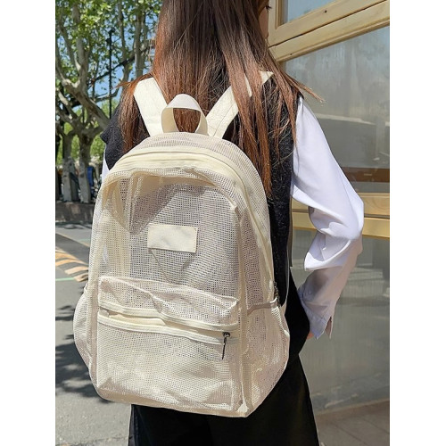 2025新款夏季男女休閒輕便戶外透氣鏤空網眼雙肩後後背包大容量書包