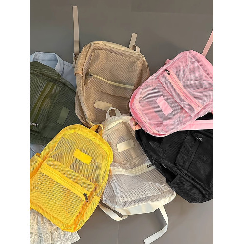 2025新款夏季男女休閒輕便戶外透氣鏤空網眼雙肩後後背包大容量書包