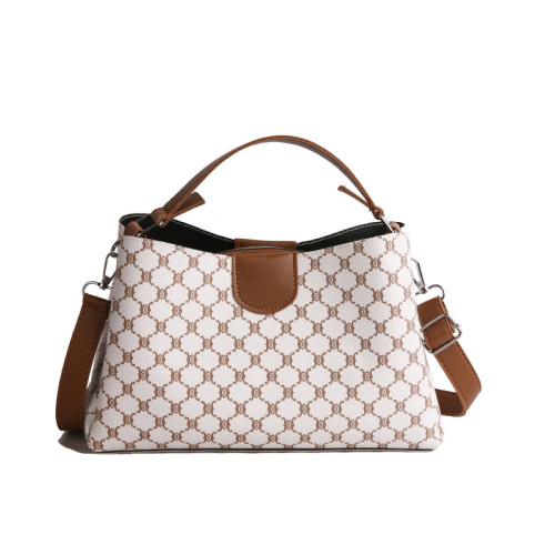 質感輕奢手提水桶包女包2025夏新款格紋百搭單肩包通勤斜後後背包