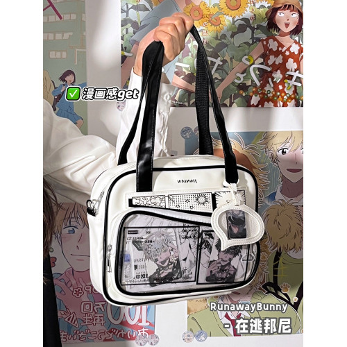 校園百搭JK二次元洛麗塔手提單肩斜後後背包PU漫畫痛包小食量紥穀吧唧