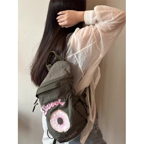 日本甜甜圈刺綉抽繩書包戶外旅行雙肩包登山包通用刺綉尼龍束口袋 日本甜甜圈刺綉抽繩書包戶外旅行雙肩包登山包通用刺綉尼龍束口袋