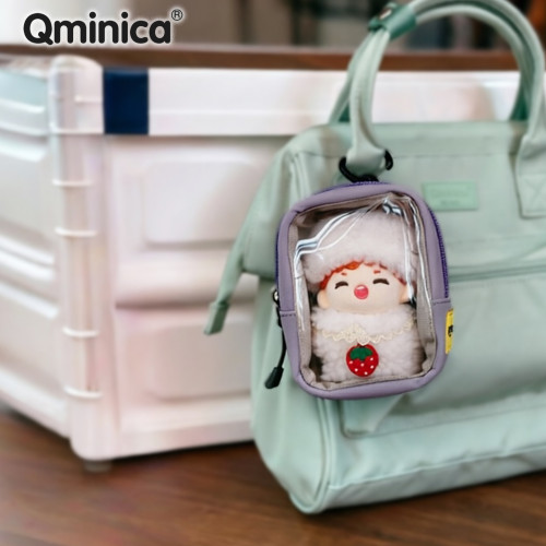 Qminica10CM娃娃痛包透明DIY小容量多功能收納包休閒隨身包女