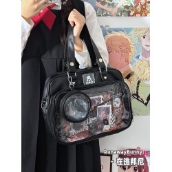 日系學院jk娃包可愛軟妹二次元撞色透明痛包大食量吧唧斜背穀子包