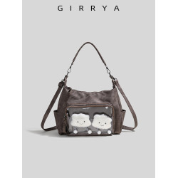 GIRRYA百搭單肩娃包2026新款休閒吧唧痛包日系大容量托特包斜後後背包