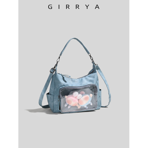 GIRRYA百搭單肩娃包2026新款休閒吧唧痛包日系大容量托特包斜後後背包