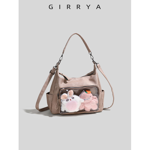 GIRRYA百搭單肩娃包2026新款休閒吧唧痛包日系大容量托特包斜後後背包