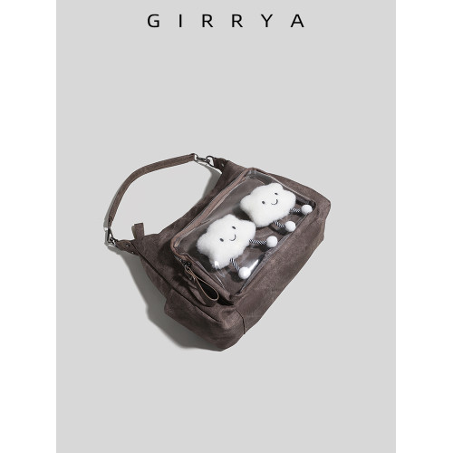 GIRRYA百搭單肩娃包2026新款休閒吧唧痛包日系大容量托特包斜後後背包
