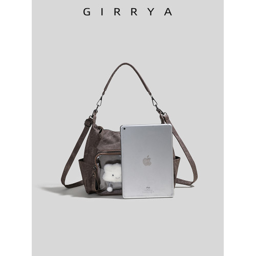 GIRRYA百搭單肩娃包2026新款休閒吧唧痛包日系大容量托特包斜後後背包