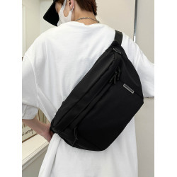 大容量胸包男生簡約純色運動後後背包男斜後後背包潮牌休閒時尚潮流單肩包