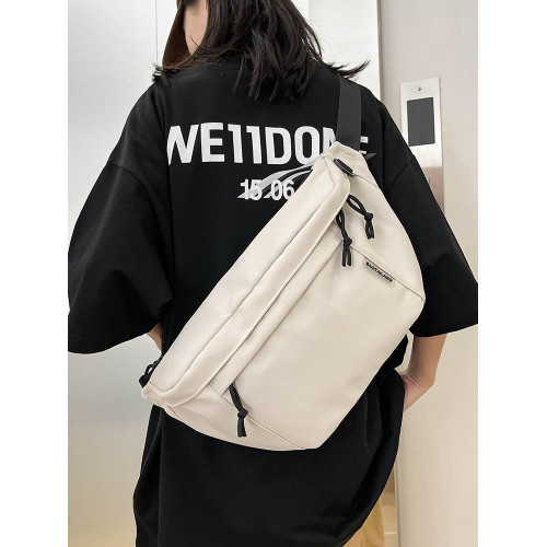 大容量胸包男生簡約純色運動後後背包男斜後後背包潮牌休閒時尚潮流單肩包