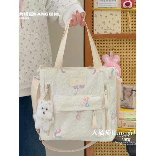 大容量手提袋日系ins百搭單肩包大學生上課通勤手拎補習袋帆布包 大容量手提袋日系ins百搭單肩包大學生上課通勤手拎補習袋帆布包