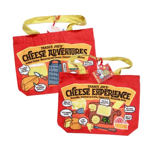 美國Trader Joe's製自缺德舅新款純棉起司圖案印花紅色休閒購物袋