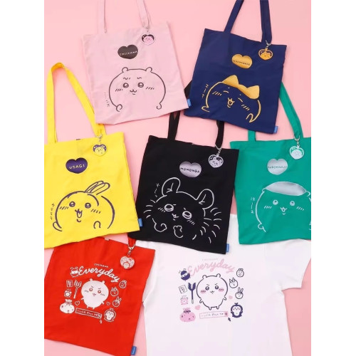 日本chiikawa吉伊卡哇刺綉帆布包卡通小八烏薩奇手提單肩包補課包 日本chiikawa吉伊卡哇刺綉帆布包卡通小八烏薩奇手提單肩包補課包