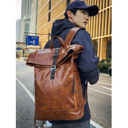 高級感復古雙肩包男新款時尚百搭潮牌休閒後後背包女學生電腦旅行書包