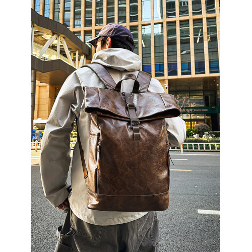 高級感復古雙肩包男新款時尚百搭潮牌休閒後後背包女學生電腦旅行書包