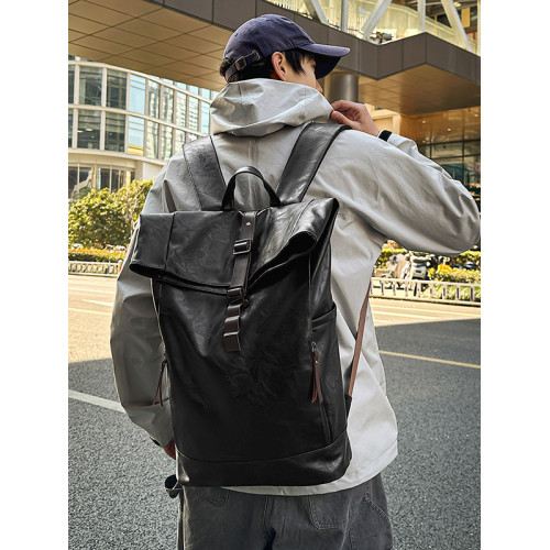 高級感復古雙肩包男新款時尚百搭潮牌休閒後後背包女學生電腦旅行書包