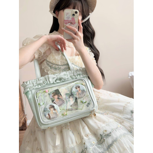 腦殼痛原創【芭蕾假日】lolita托特女包斜背單肩緞面純色百搭痛包