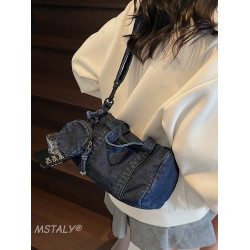 水洗丹甯牛仔布小包包女2026新款時尚手提波士頓包簡約休閒斜後後背包