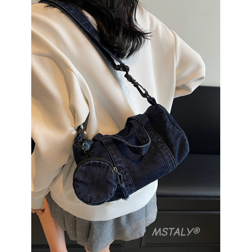 水洗丹甯牛仔布小包包女2026新款時尚手提波士頓包簡約休閒斜後後背包
