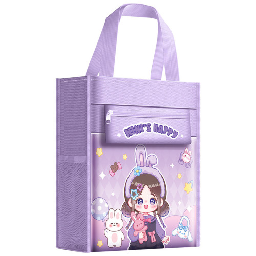 小學生書包手提補習袋書包兒童卡通書包補課包大容量帆布上學書包