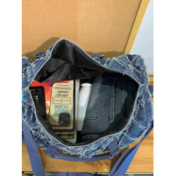 旅行包行李袋男女休閒帆布大容量短途包水洗牛仔布斜背手提健身包