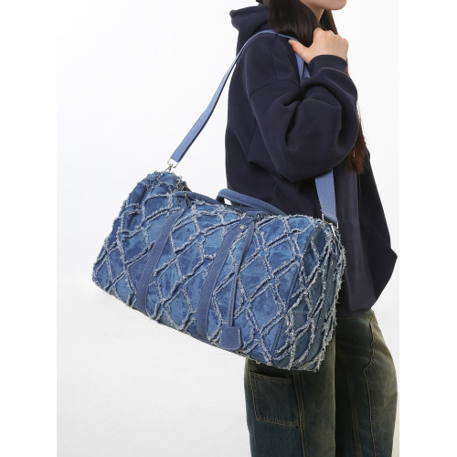 旅行包行李袋男女休閒帆布大容量短途包水洗牛仔布斜背手提健身包