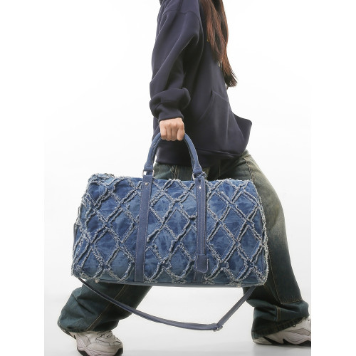 旅行包行李袋男女休閒帆布大容量短途包水洗牛仔布斜背手提健身包