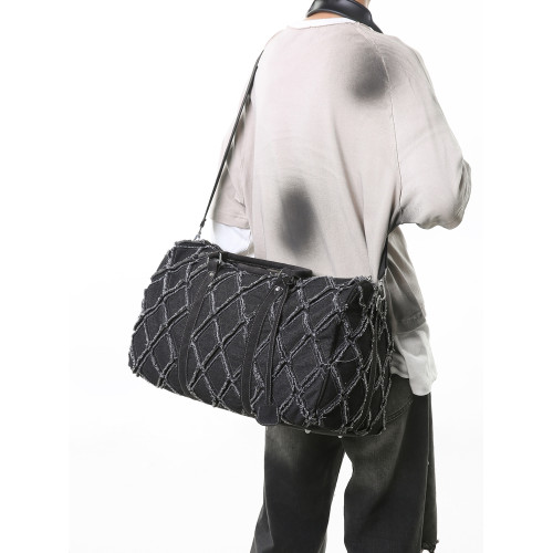 旅行包行李袋男女休閒帆布大容量短途包水洗牛仔布斜背手提健身包