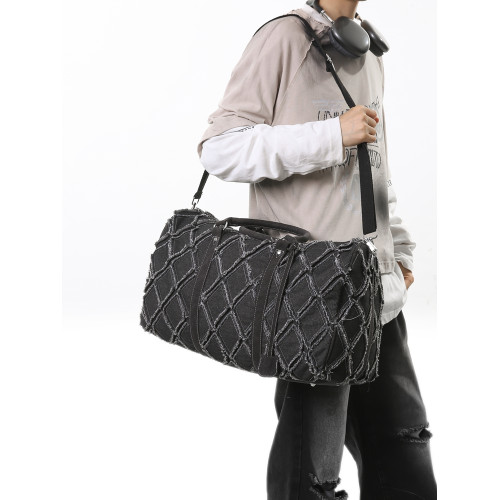 旅行包行李袋男女休閒帆布大容量短途包水洗牛仔布斜背手提健身包