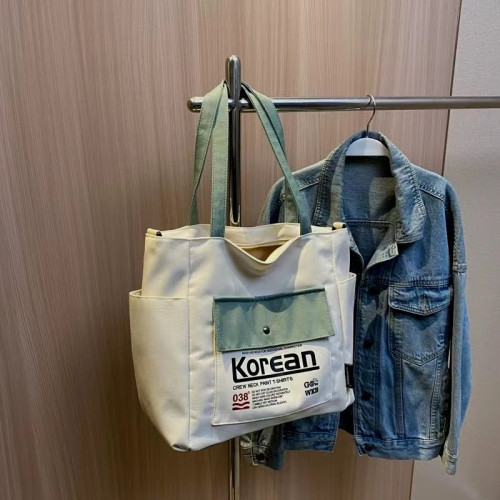 大容量帆布包包女Hot款潮大學生上課手提袋百搭單肩托特通勤