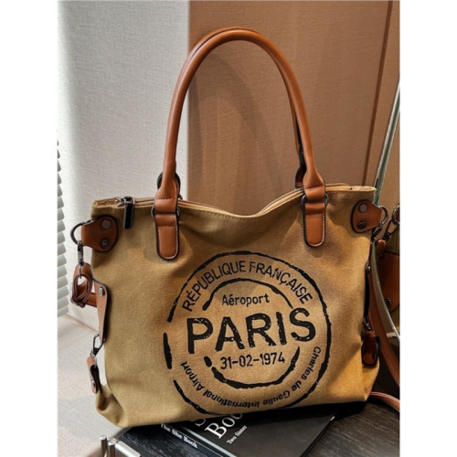 春夏小衆單肩包包女2025新款時尚帆布手提袋大容量上課通勤托特包