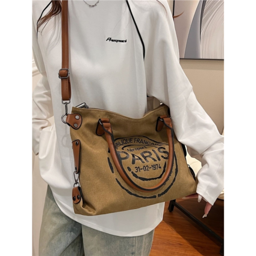 春夏小衆單肩包包女2025新款時尚帆布手提袋大容量上課通勤托特包