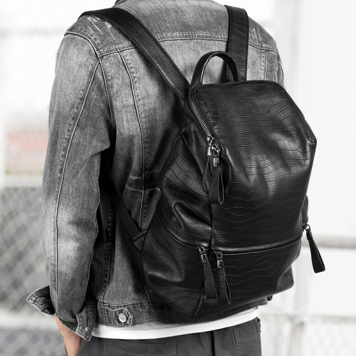 tanmesso真皮男士雙肩包休閒大容量後後背包牛皮商務男包旅行潮流包