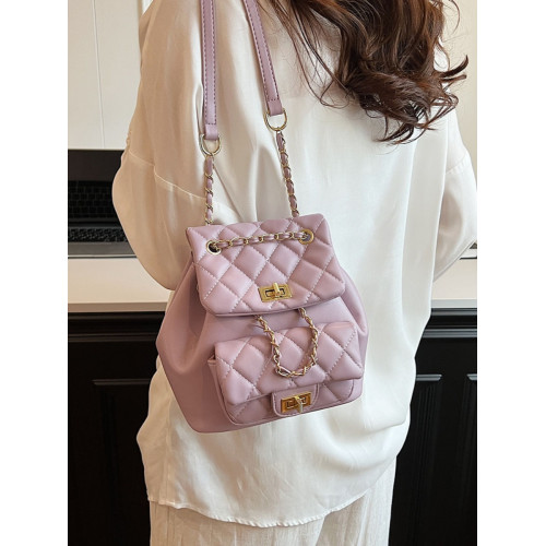 小香風菱格鏈條雙肩包女2025夏季新款時尚簡約學生包高級感單肩包