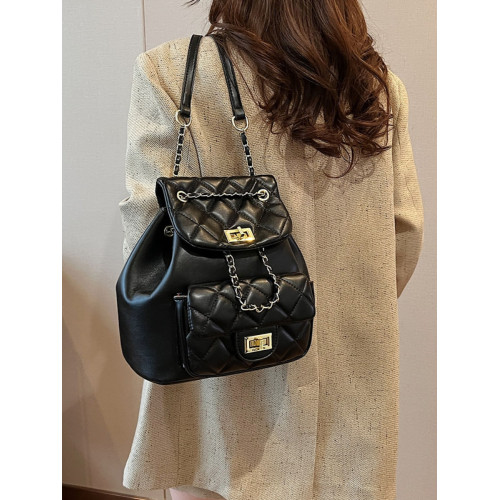 小香風菱格鏈條雙肩包女2025夏季新款時尚簡約學生包高級感單肩包