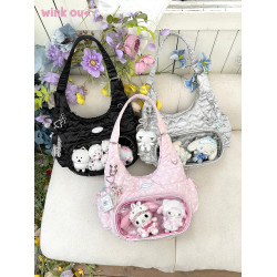 winkouv原創韓系追星小食量斜背痛包大容量高級感日常托特包娃包