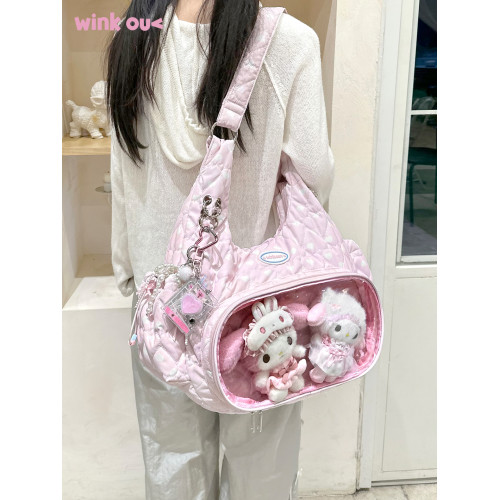 winkouv原創韓系追星小食量斜背痛包大容量高級感日常托特包娃包