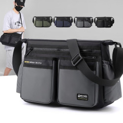 男士單肩包大容量多隔層運動包時尚潮流男士斜後後背包防水輕便旅行包