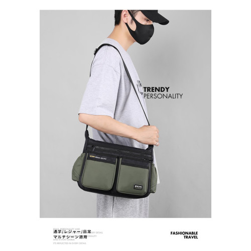 男士單肩包大容量多隔層運動包時尚潮流男士斜後後背包防水輕便旅行包