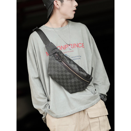 新款格子胸包腰包潮 時尚男包包百搭斜背胸包潮男女包街頭單肩包 新款格子胸包腰包潮 時尚男包包百搭斜背胸包潮男女包街頭單肩包