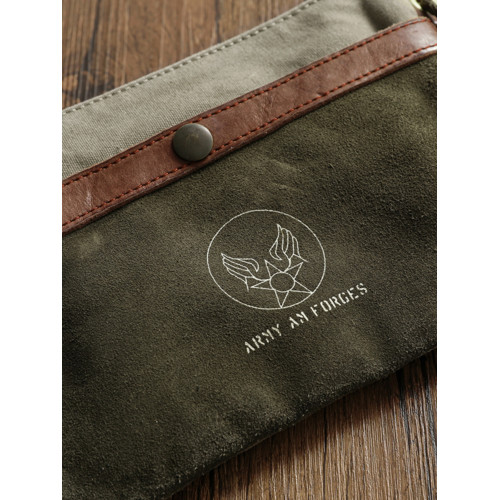 重工水洗美式復古軍事風帆布包配牛皮休閒斜後後背包男士手機包單肩包