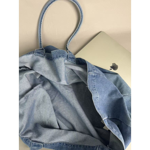 GAP帆布包大容量牛仔藍字母單肩包外出通勤時尚簡約百搭托特包包