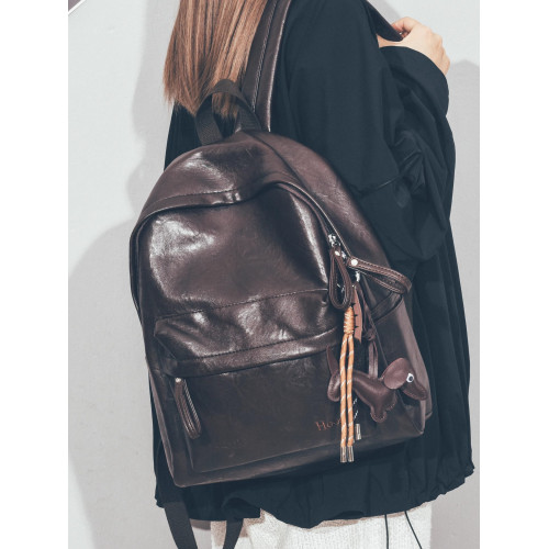 復古質感軟皮質雙肩包女2026春夏新款高中大學生書包輕便旅遊後後背包