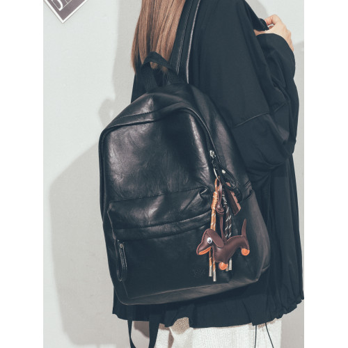 復古質感軟皮質雙肩包女2026春夏新款高中大學生書包輕便旅遊後後背包