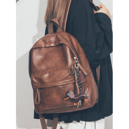 復古質感軟皮質雙肩包女2026春夏新款高中大學生書包輕便旅遊後後背包