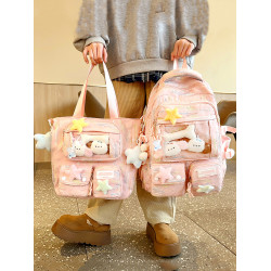 兒童書包女生小學生初中生高中女孩可愛字母後後背包大學生痛包雙肩包