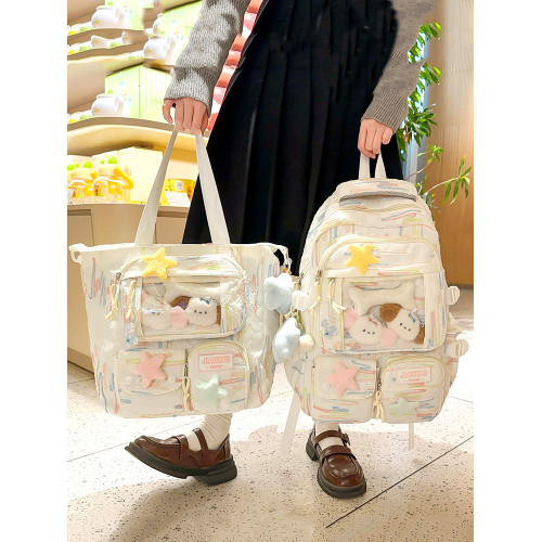 兒童書包女生小學生初中生高中女孩可愛字母後後背包大學生痛包雙肩包 兒童書包女生小學生初中生高中女孩可愛字母後後背包大學生痛包雙肩包