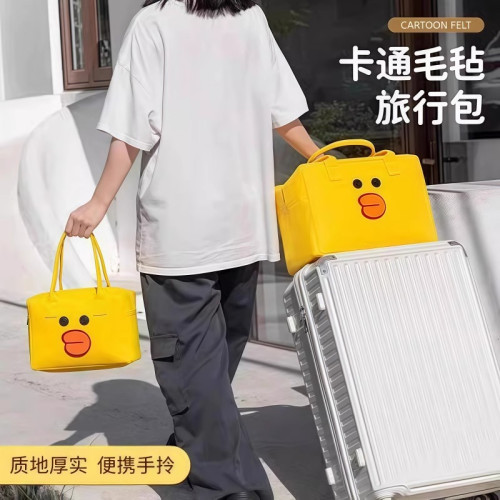 卡通包旅行包收納手提包大容量兒童行李袋拉桿箱行李包毛氈包輕便
