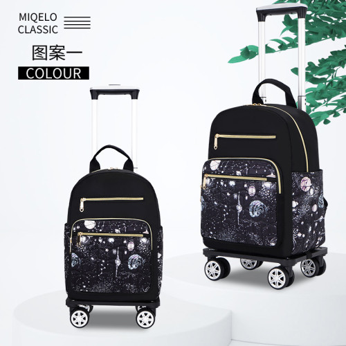 迷你12寸登機防水印花手提萬向輪拉桿包後後背包旅行短途行李袋超輕 迷你12寸登機防水印花手提萬向輪拉桿包後後背包旅行短途行李袋超輕